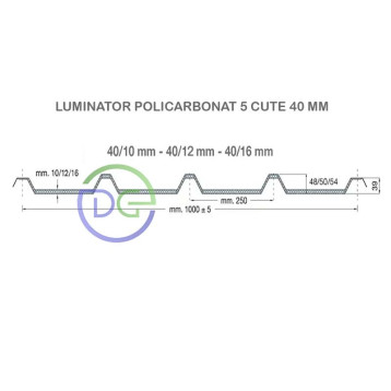 DIMENSIUNE LUMINATOR POLICARBONAT 5 CUTE