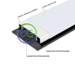 PROFIL PRESOR POLICARBONAT DIN ALUMINIU CU CAPAC PROTECTIE